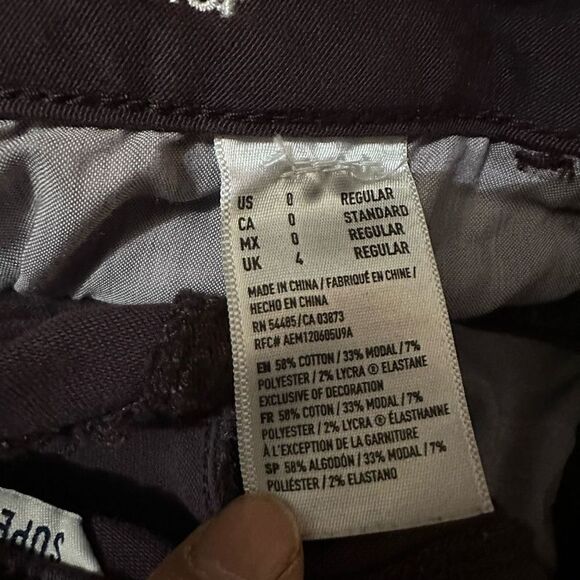 American Eagle Hi Rise Jegging Crop Jenas Womens Size 0 Purple Super Stretch - Picture 5 of 11